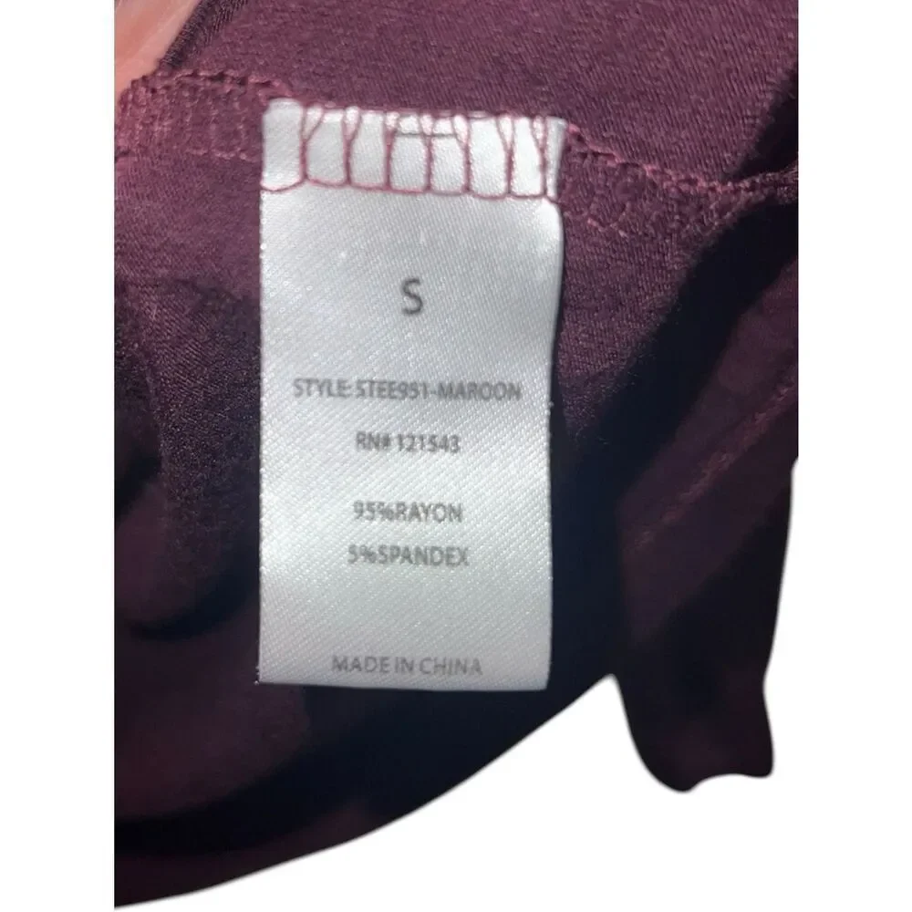 Burn Boot Camp Maroon Long Sleeve Athletic Top Size Small Thumbholes Size Small